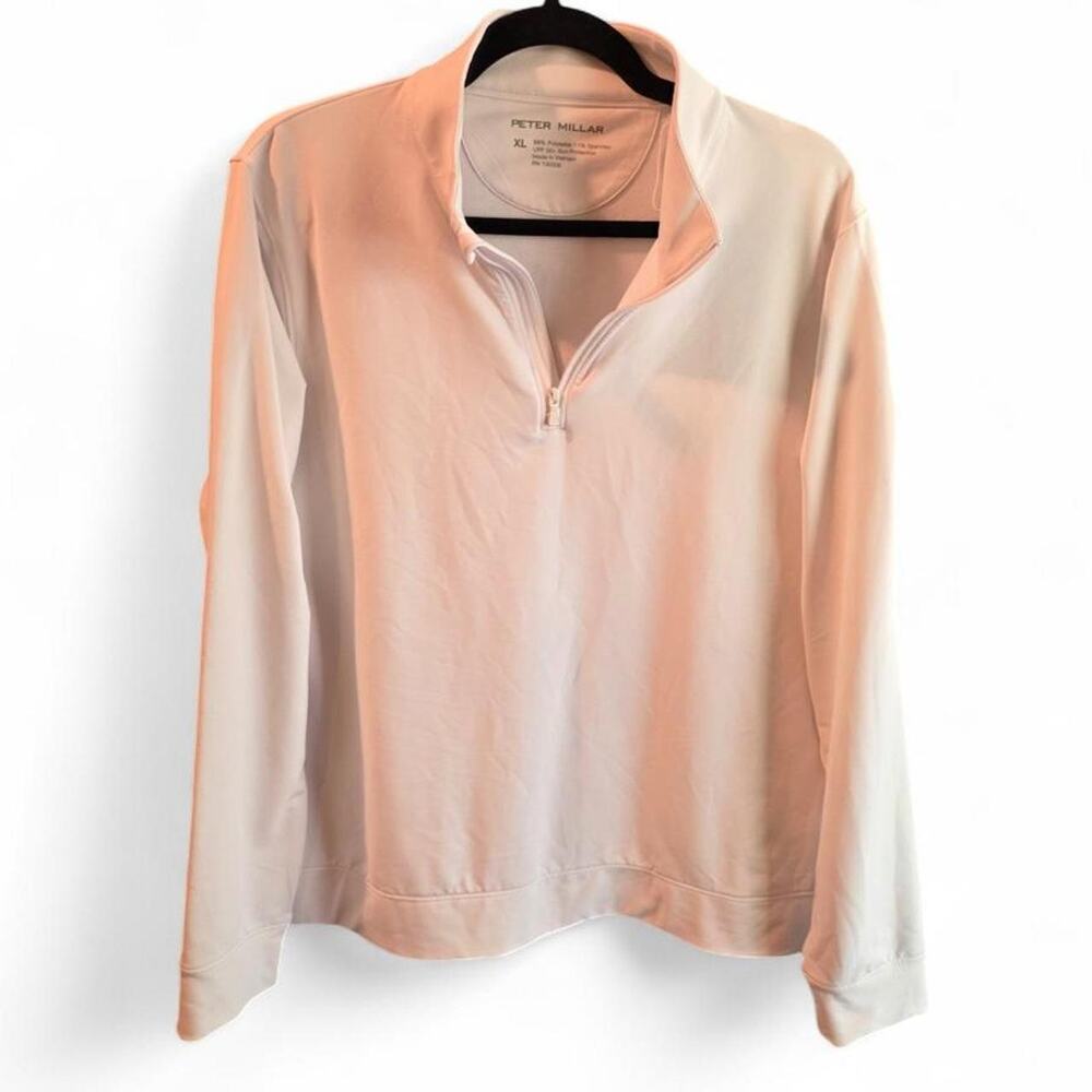 Peter Millar Perth Performance Quarter-Zip Pullover White Womens XL Golf